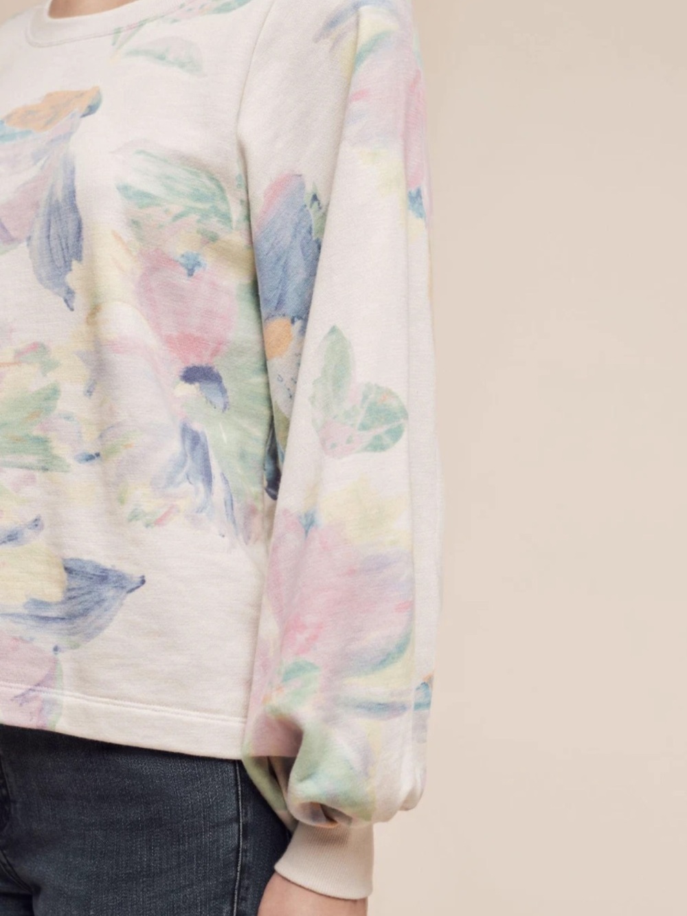 Anthropologie Pastel Floral Print Women's Long-Sleeve Pullover - Picture 2 of 12